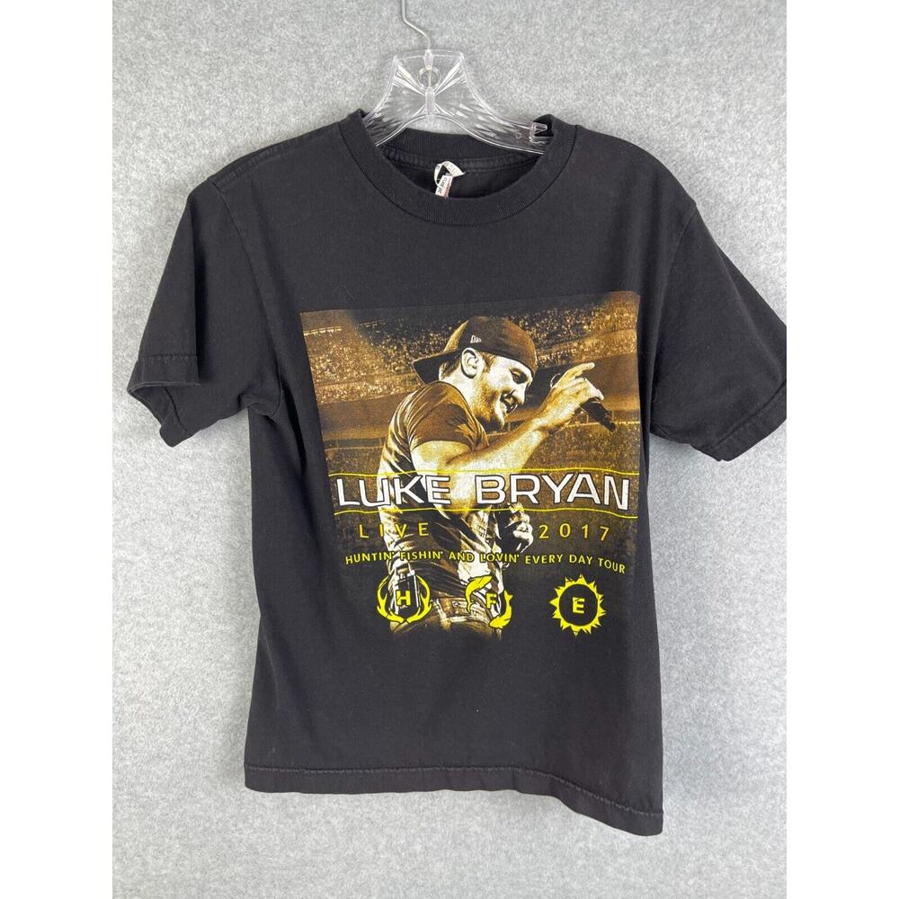 Luke Bryan T Shirt‎ Men's Size S Black Hunting Fishing Lovin Tour 2017